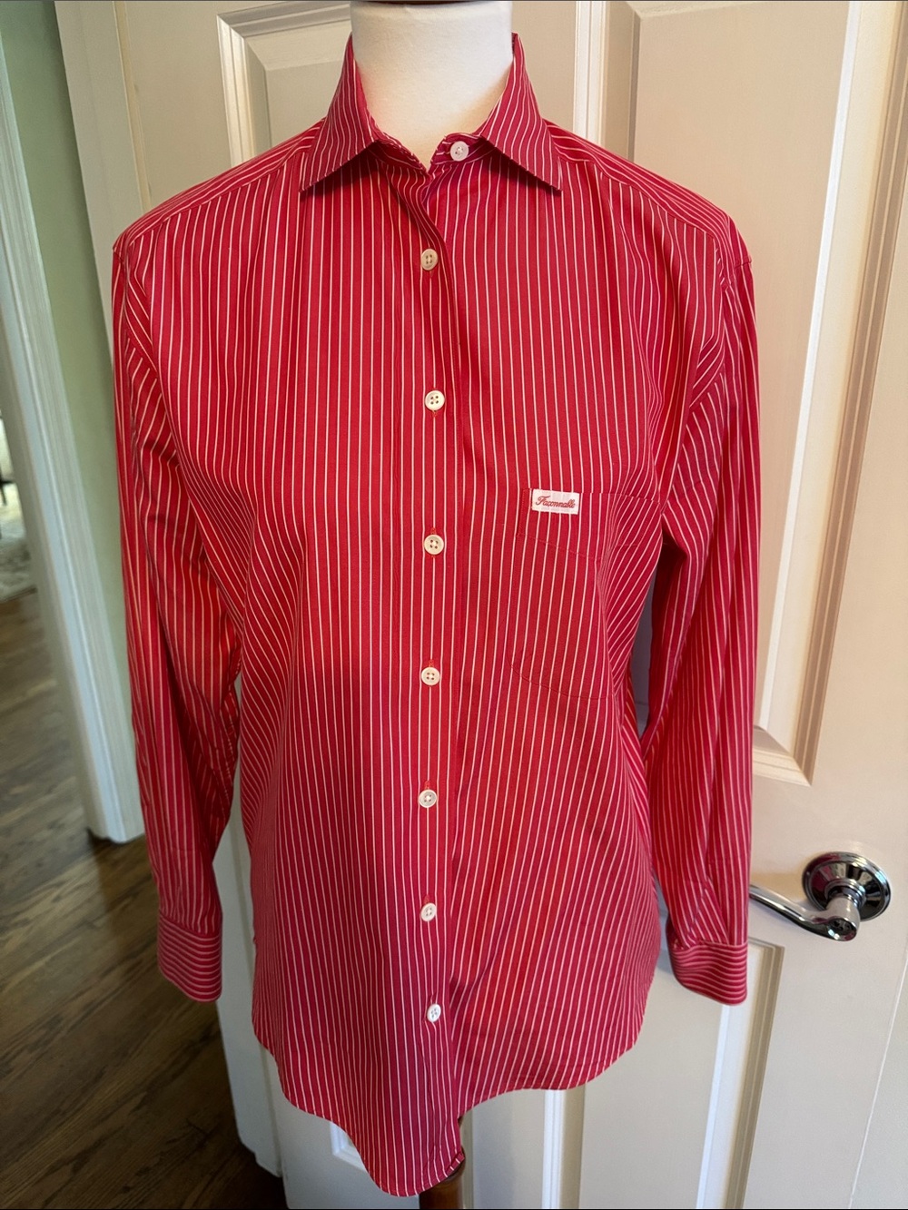 Faconnable Red White Stripe Casual Button-Down Shirt Nordstroms Bought
